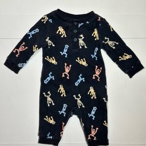 Old Navy Baby Henley One-Piece with Colorful Skeleton Print Size 0-3M